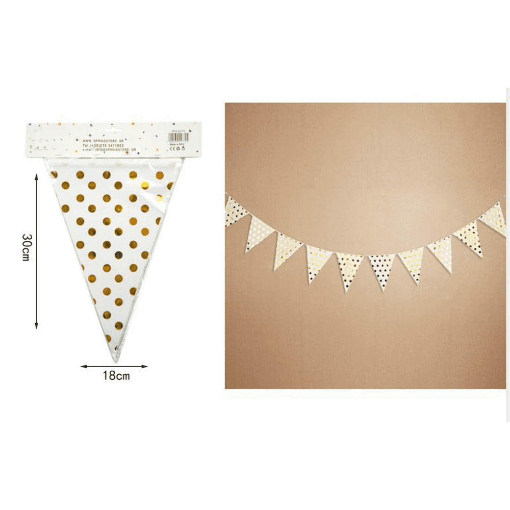 Διακοσμητικο Μπανερ Σημαιακια Χρυσες Βουλες 2Μ 10Τμχ